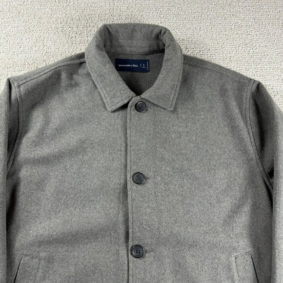 Abercrombie & Fitch Wool Blend Button Jacket Heather Gray Men's Size LT - Picture 2 of 7